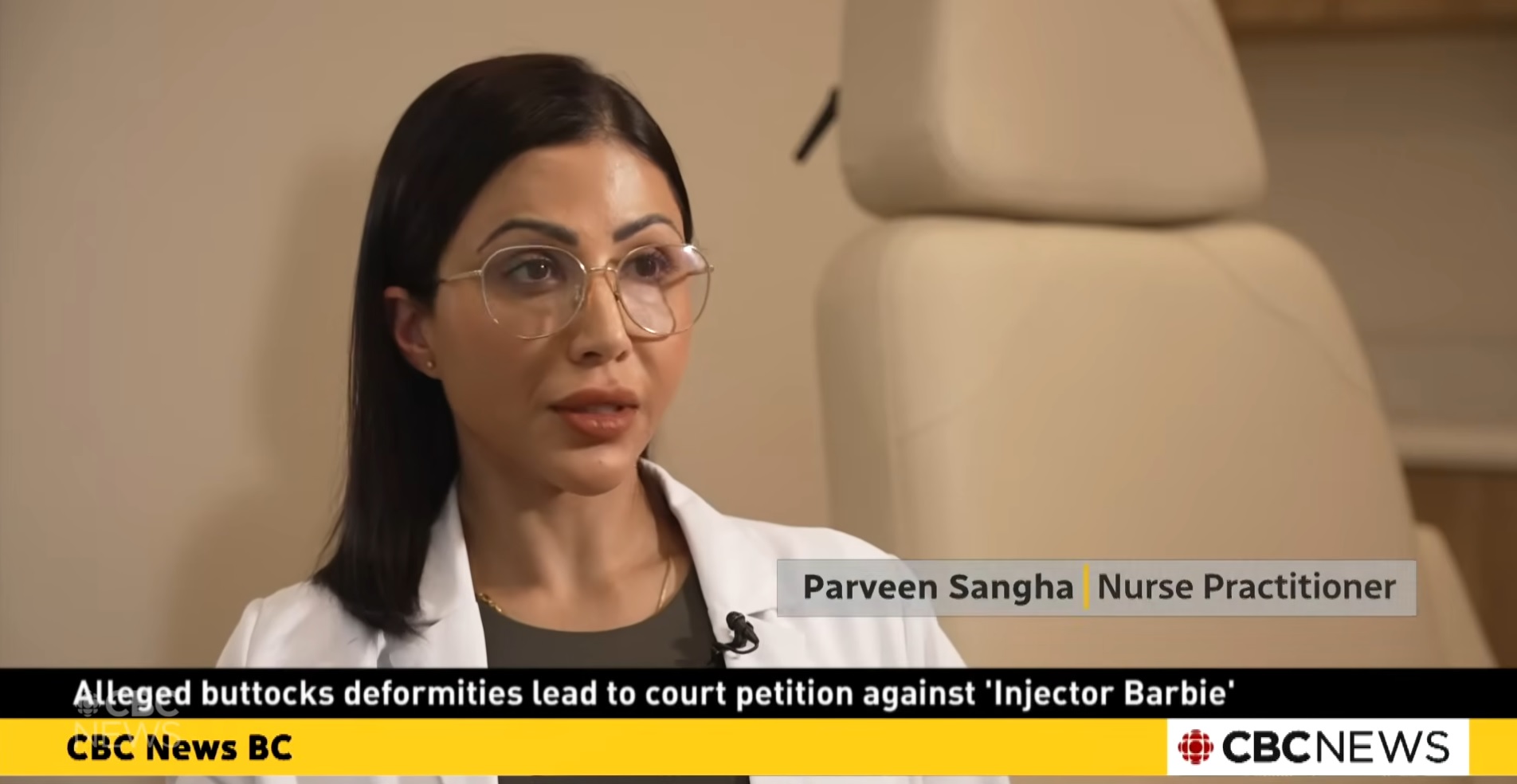 Parveen Sangha, NP, interviewed by CBC News about aesthetic safety