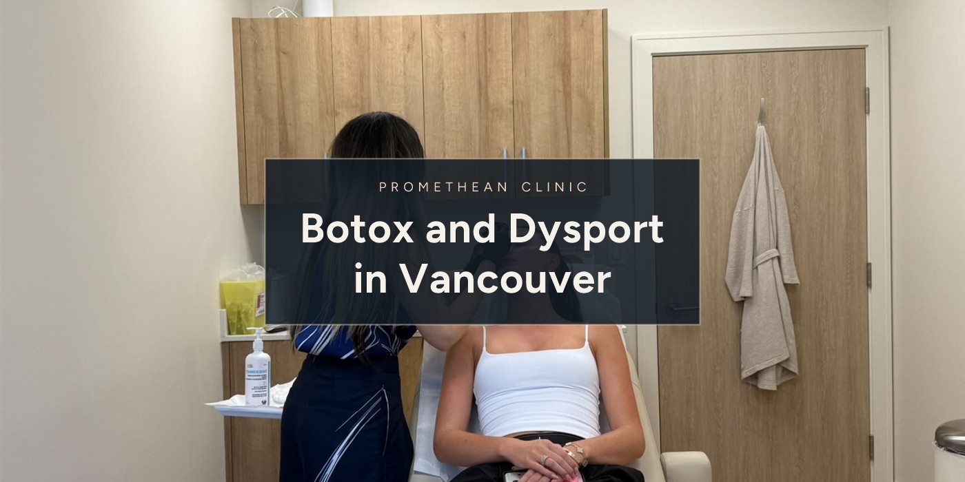 Botox and Dysport in Vancouver. An injector treating a patient in the treatment room at Promethean Clinic in Vancouver.