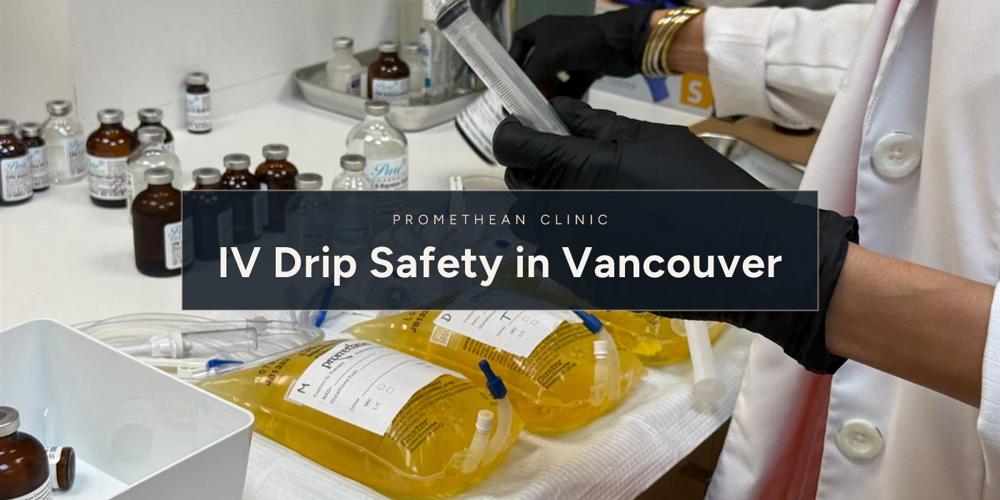 IV Drip Safety in Vancouver. A clinician drawing up a custom IV formulation at Promethean Clinic in Vancouver.
